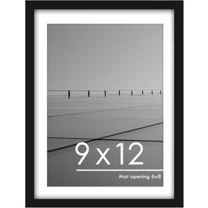 2 x PEALSN 9x12 Picture Frame, Display Pictures 6 x 8 with Mat or 9 x 12 Without Mat for Wall Mounting Display, Photo Frames, Black