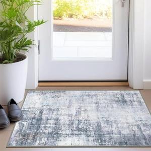 Door Mat, Front Indoor Doormat 32"x48" Non Slip Entryway Rug Indoor, Washable Small Rug for Bedroom Kitchen Bathroom Laundry Low Profile Throw Rug (2.6x4 Feet,  Blue Forest)