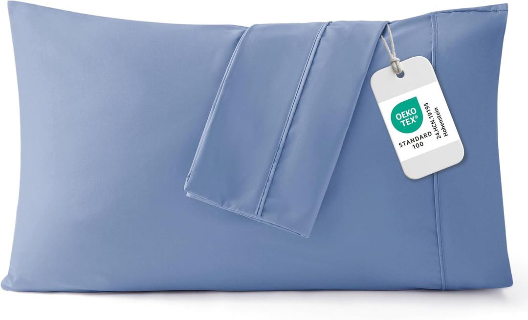 Bedsure King Size Pillow Cases Set of 2 - Slate Blue Brushed Microfiber Pillowcases 2 Pack, Super Soft Pillow Case Cover with Envelope Closure for Kids, Wrinkle, Fade Resistant, 20x36 Inches