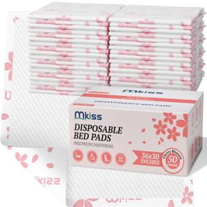 MKISS Heavy Duty Incontinence Underpads, 30" x 36", 50 Count-Ultra Absorbent Disposable Bed Pads, Tear-Resistant Chucks Pads for Adults, Kids, Elderly and Home Care