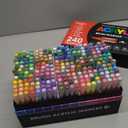 Guangna Acrylic Paint Markers,240 Colors with Direct-Liquid Ink Control System, Professional-Grade Paint Pen for Rock Painting, Canvas, Glass, Plastic, Fabric & Creative Crafts