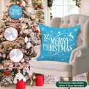 2 x Lanpn White and Blue 16x16 Christmas Pillow Covers Set of 4, Decorative 16 Inch Winter Snowflake Throw Pillow Case Xmas Cushion Cover for Indoor Home Sofa Light Blue