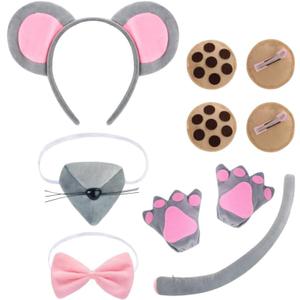 Kyson Kids Mouse Costume Set 9 Pcs Rat Costumes Accessories for Boys Girls Carnival World Book Day Halloween Cosplay Party