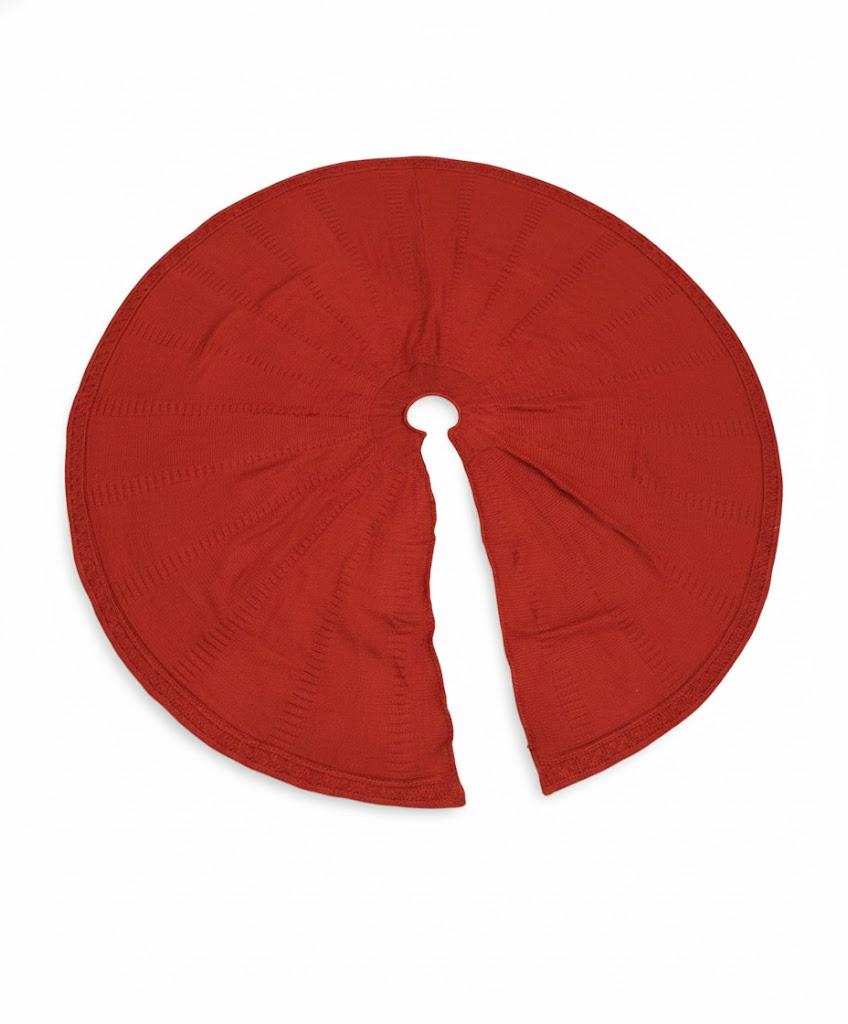 Christmas tree skirt,red, yarn knitted, holiday, (55 inches ) oversized