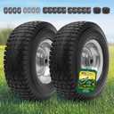 13x5.00-6 Flat Free Tire and Wheel Assemblies (2 Pack),13 x 5 x 6 Solid Rubber Tires and Wheel for Riding Lawn Mower - With 3/4" Bushings (Extra 5/8" Bushings) and 3" Centered Hub (Grey)