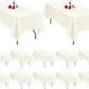 MTREO 12 Pack Cream Tablecloth 60 x 102 Inch Table Cloth for 6 Foot Rectangle Tables Ivory Tablecloth Washable Polyester Fabric Cream Table Cloth Rectangle for Wedding Party Banquet Dining