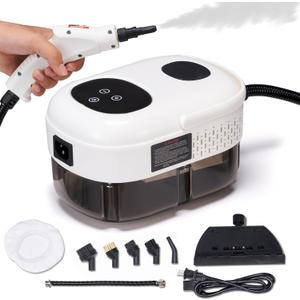 Spurgehom Handheld Steam Cleaner, 15s Heat-Up 1L Tank Portable Steam Cleaner, 2500W High Temperature Multipurpose Steamer for Cleaning, 6 Gears Adjustable Handheld Steamer for Home, White