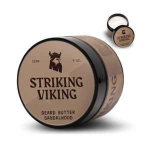 Striking Viking Sandalwood Beard Softener for Men - Non-Greasy Cream Formula With Natural Ingredients for Hydrated and Refreshing Beards (4oz)
