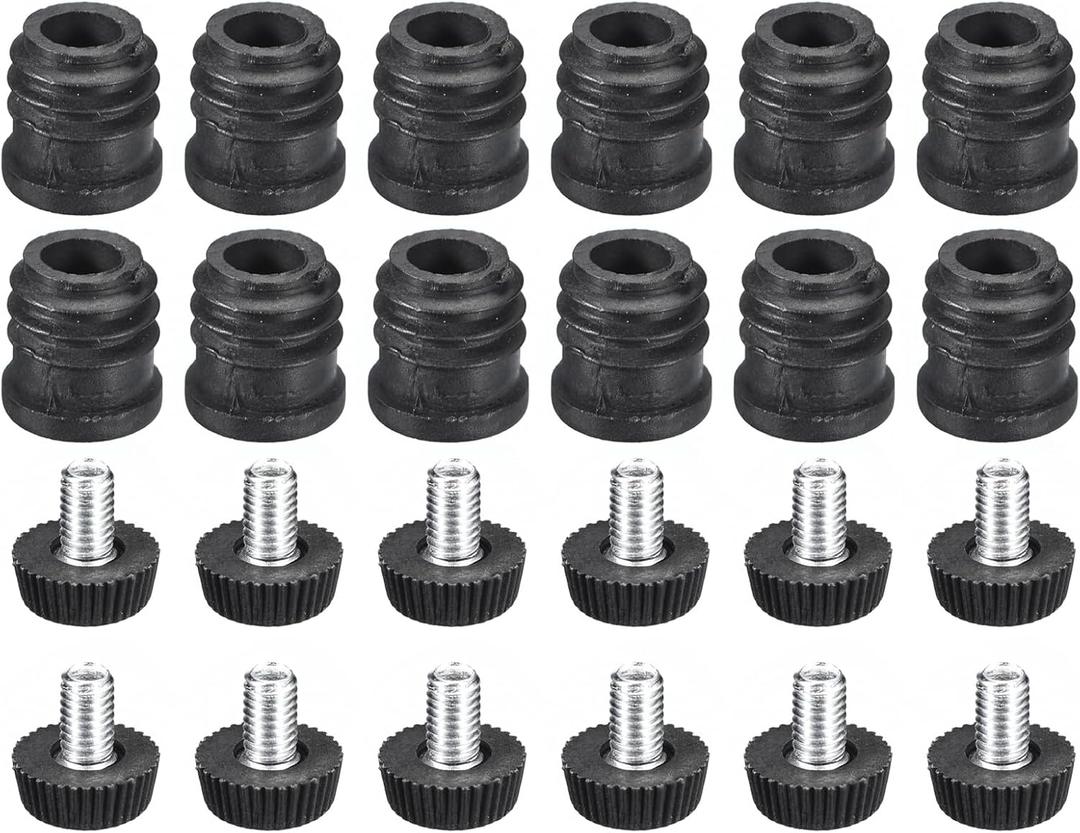uxcell 12Pcs Inserts for Round Tubes with Leveling Feet, for 16mm/0.63" OD Round Tube, M6-1.0mm Thread Black Plastic Furniture Chair Blanking End Caps Insert Plugs