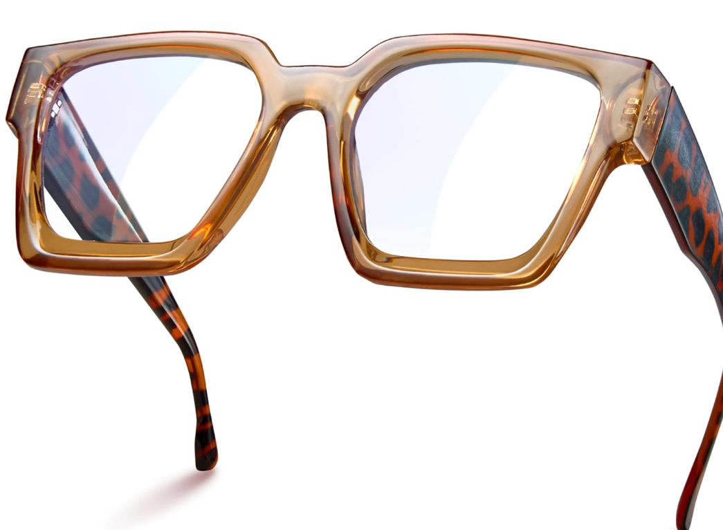 livho Oversized 99% Blue Light Glasses for Woman - Rectangle Fashion Glasses for Computer, Chic Preppy Frame - Anti Eyestrain