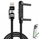 Invisible Holder Charger Cable, 240W PD Fast Charging Cable for Desk, USB-C to USB-C Cable with USB-A to USB-C Adapter with 360 Adjustable Metal Stand, 2 in 1 Holder Charger for Gaming, Office, Home