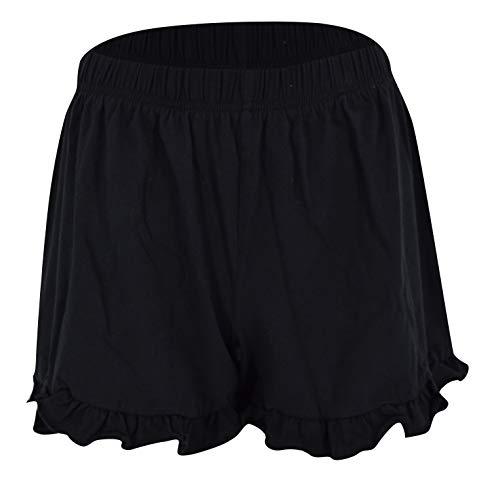 Women’s Lightweight Linen-Effect Shorts with Ruffle Hem, Casual Summer Drawstring Shorts, Medium