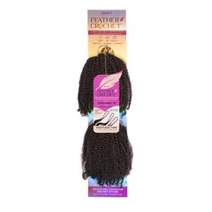 Janet Collection Human Hair Crochet Braids Feather Crochet Afro Kinky 18"(50g/40 Strands) (NATURAL BLACK)