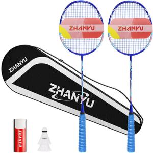 Badminton Rackets,Badminton Racket Set,Both Offensive and Defensive,Composite Carbon Ultra Light 82g Professional Training Racket,Including 2 Rackets,2 Shuttlecocks,and 1 Bag, Head Size: 67.5 cm