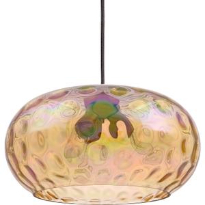 Large Glass Pendant Lighting, 14" Hammered Lampshade Hanging Lamp, 3-Light Brass Gold Chandelier for Dining Living Room Kitchen Island (Amber Glass Shade, 14 Inches)