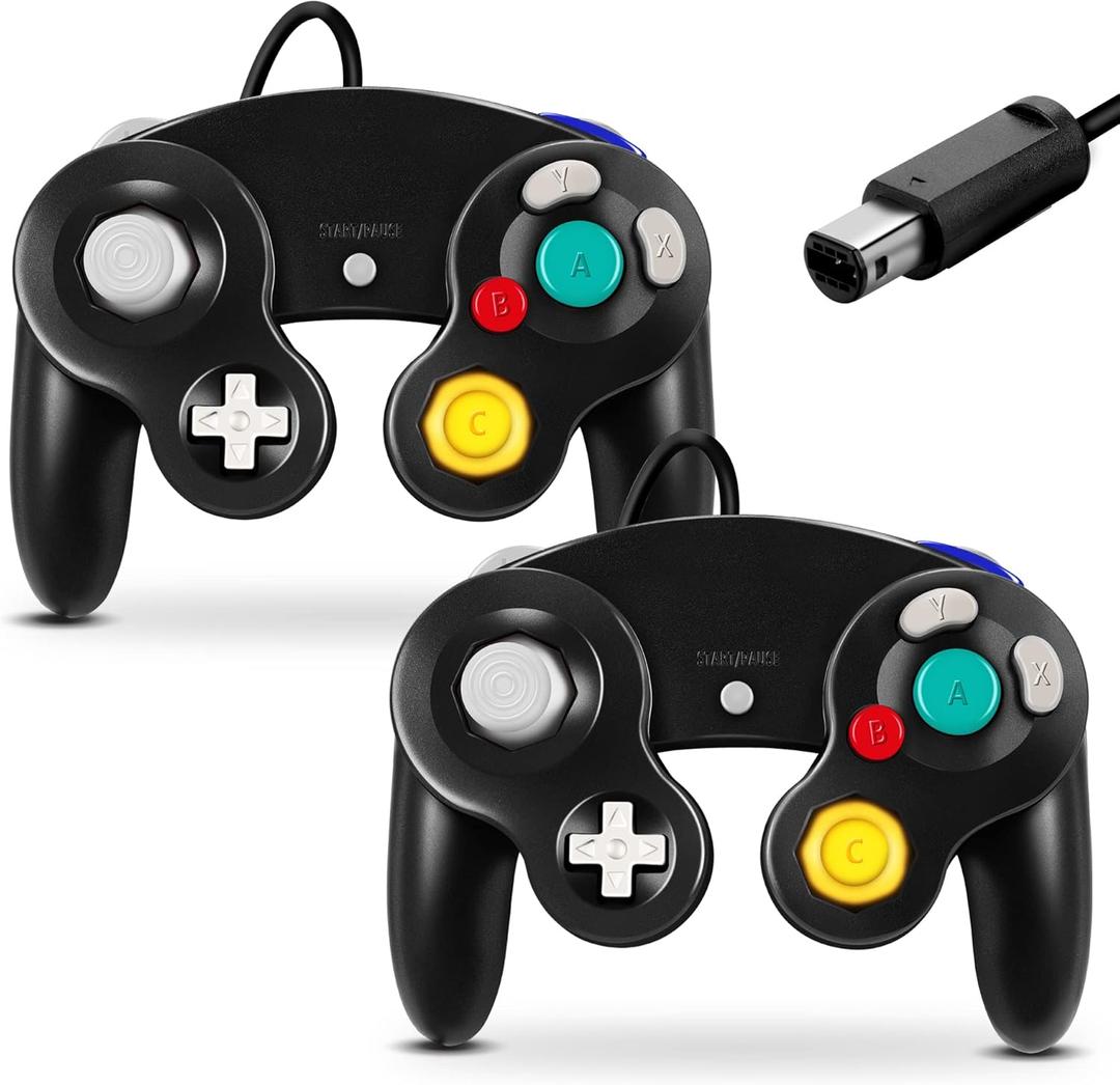 FIOTOK Gamecube Controller, Classic Wired Controller for Wii Nintendo Gamecube (Black-2Pack)