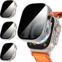 Suoman 3-Pack for Apple Watch Ultra 3/2/1 49mm Privacy Screen Protector Case, [Anti-Peeping] Ultra-Thin Tempered Glass Case Cover for iWatch Ultra 49mm 3/2/1
