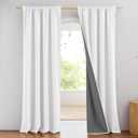 NICETOWN Greyish White 100% Blackout Linen Curtains 90" Long, Farmhouse Thick Completely Blackout Window Treatment Panels Thermal Insulated Drapes for Living Room (1 Pair, 52" Width Each Panel)
