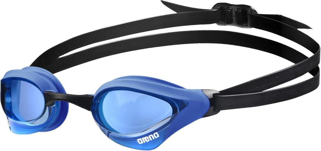 ARENA Unisex Cobra Core Swipe Anti-Fog Racing Swim Goggles for Men and Women Polycarbonate Mirror/Non-Mirror Lens (Blue/Blue/Black)