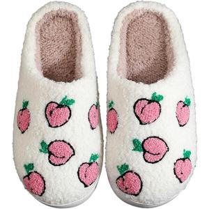 Halloween Christmas Slippers Checkered Scuff for Women and Men Holiday Indoor Bedroom Fluffy Warm Fleece Slippers Winter Soft Cozy Home Non-Slip Soft Plush Slip-on Wool Lined House Shoes (White)
