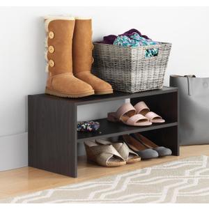 Whitmor Wood Stackable 2-Shelf Shoe Rack, 24 INCH, Espresso