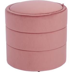 HomePop 18" Storage Round Ottoman - Blush Pink Velvet, 17.5"D x 17.5"W x 18"H
