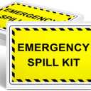 10 PCS Emergency Spill Kit Label Decal - 5" x 3.5" Vinyl Self Adhesive Emergency Safety Warning Waterproof Sign for Industrial Hazmat Facilities Notices, Spill Kit Station