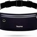 Running Belt for Women & Men - Slim Phone running belt with Water-Resistant Phone Holder, 3 pockets Adjustable Waist Strap, Reflective Safety Design for Running, Hiking, TravelFitness(Black)