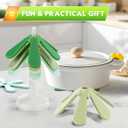 IPOW Festive Silicone Tree Trivet Set for Hot Pots & Pans - Heat-Resistant, Space-Saving Holiday Kitchen Decor & Practical Gift (Dishwasher Safe) (Green)