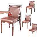 4 Pack Plastic Dining Room Chair Covers Clear Seat Protectors Waterproof Seat Cover for Cat Pet Hair Dust Spill