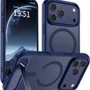 SUPFINE Magnetic for iPhone 17 Pro Max Case (Built-in Invisible Kickstand)(Compatible with MagSafe)(Military Grade Drop Protection) Translucent Matte Shockproof Phone Cover,Deep Blue