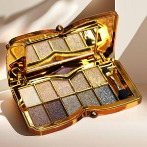 Glitter Eyeshadow Palette 10 Colors Shimmer Eyeshadow Palette Highly Pigmented Gold Pigmented Shimmer Glitter Long Lasting Waterproof Eye Shadow (5# Champagne Color)