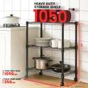Xcity Storage Shelves, 3 Tier Heavy Duty Metal Shelving Unit with Wheels, 1050 LBS Adjustable Steel Wire Shelf for Commercial, Pantry, Kitchen, Garage, 14" D x 24" W x 30" H, Black