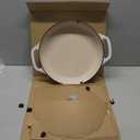 Lodge 3.6 Quart Enameled Cast Iron Round Casserole With Lid– Dual Handles – Oven Safe up to 500° F or on Stovetop - Use to Marinate, Cook, Bake, Refrigerate and Serve – Oyster White