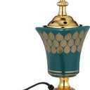 Cabilock Electric Incense Burner Metal Bakhoor Burner Holder Oud Frankincense Resin Burner for Yoga Spa Office Home Decor Green