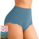 ASIMOON Seamless Underwear for Women No Show High Waisted Panties Tagless Wave Edge Full Coverage Ladies Briefs Multi Pack (XL)