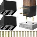 Thickened 6x6 Post Base for Concrete with Hidden Anchor & Raised Base Design, Post Bracket for Deck Pergola Fence Patio Porch Gazebo Railing SupportInner Size 5.6"x5.6" 2PCS