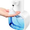 Automatic Foaming Soap Dispenser with 500ml/17oz Capacity, Touchless Soap Dispenser with 4 Level Adjustable, Rechargeable, Wall-Mounted, Waterproof for Kitchen, Bathroom, Hotel, Restaurant (Whtie)