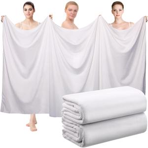 Mixweer 2 Pcs Oversized Bath Towels, 40 x 80 Inch Giant Microfiber Jumbo Bath Sheets Ultra Soft Bathroom Microfiber Quick Dry Absorbent Shower Towels for Spa Camping Beach (White)