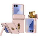 Asuwish Phone Case for Samsung Galaxy Z Flip 7 5G 2025 Cover and Cell Accessories Card Holder Slot Stand Kickstand Silicone Slim Hybrid Dual Layer Protective ZFlip7 Z7 G Flip7 7Z Women Men Green