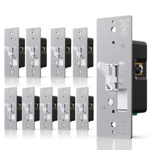 AIDA Toggle Slide Dimmer Switch for Dimmable LED Light/CFL/Incandescent 600 Watt max, Single-Pole or 3-Way, Rocker On/Off Wall Switch with Dimmer Slider, Wall Plate NOT Included, UL, White, 10 Pack