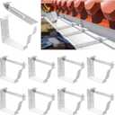 Moxweyeni 10 Pack Gutter Brackets 5 Inch Gutter Hangers Heavy Duty Hidden Rain Brackets with Pre-Inserted Screw, Aluminum Exterior Hook Parts Repairing Sagging Tool (White)