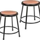 OEF Furnishings OEF6218-10/2 Premium Commercial-Grade All-Purpose Round Stool (18-inch Height, Black Frame, Masonite Wood Seat, 2-Pack)