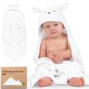 KeaBabies Hooded Baby Towel for Newborn - Viscose Derived from Bamboo Large Baby Bath Towels with Hood for Boys, Girls, Toddler, Extra Absorbent & Soft Newborn Bath Essentials (Lamb) (Regular 35x35)