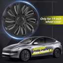Tesla Model Y Juniper 19 Inch 4 Pcs Wheel Covers - Matte Black ABS Hubcaps with Rim Protectors | Replacement Compatible with 2025 2026 Model Y Juniper, not Compatible with Tesla Y 2021-2024