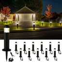 12 Pack Low Voltage Landscape Pathway Lights Wired, Outdoor Modern 12V LED Bollard Lights for Driveway Garden Walkway Yard Lawn (Included Connector), 2700K Warm White Waterproof, Black (Classic Black)