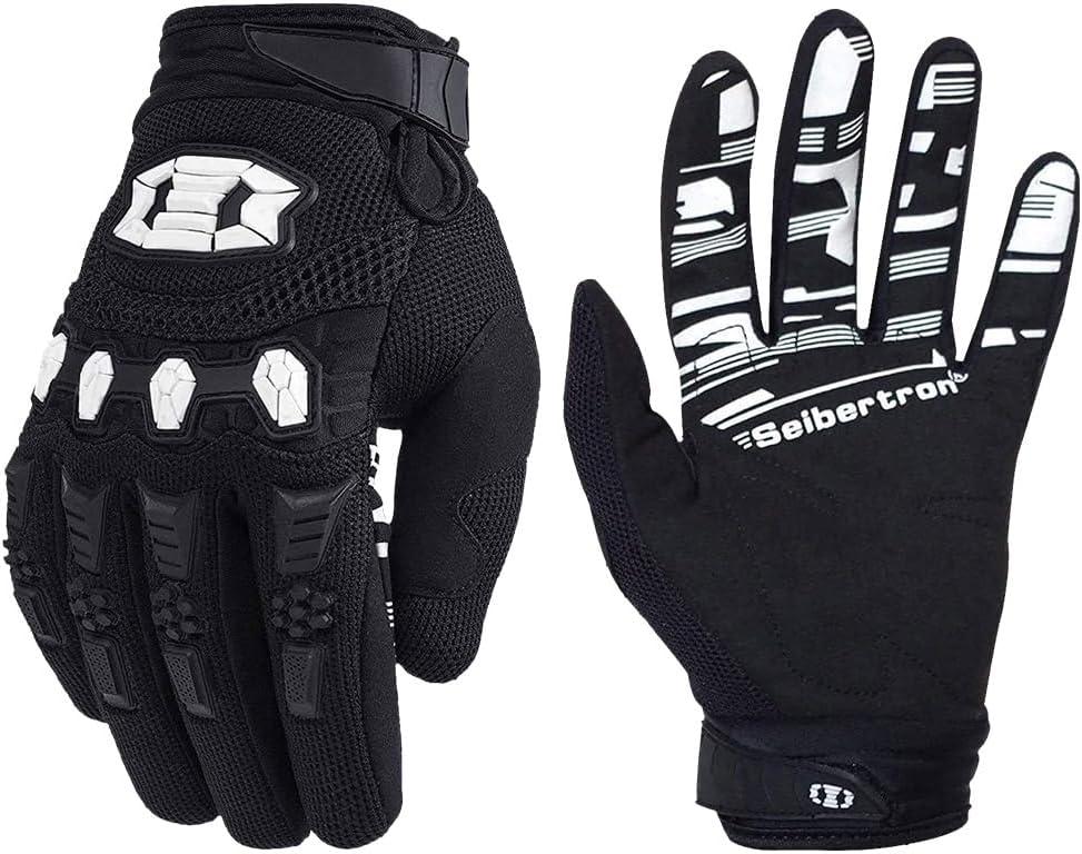 Seibertron Unisex BMX MX ATV MTB Racing Mountain Bike Bicycle Cycling Off-Road/Dirt Bike Gloves Road Racing Motorcycle Motocross Sports Gloves Touch Recognition Full Finger Glove (Black, S)