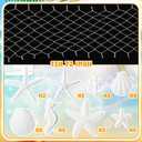 LemonRoad 13 x 72 Inch Nautical Fish Net Table Runner Fish Net Decoration with 34 Pcs Starfish Seahorse and Seashells for DIY Assembly for Ocean Nautical Beach Themed Party Decor(White)