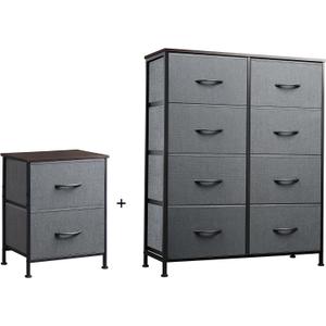WLIVE 2 Drawer Dresser and 8 Drawer Dresser Set, Storage Tower, Organizer Unit for Bedroom, Hallway, Entryway