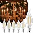 E12 Chandelier Light Bulbs, Dimmable 60 Watt Equivalent 2700K Soft Warm White Candelabra Light Bulbs for Bedroom, 500LM 5.5W Efficient Lightbulb, 6-Pack